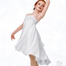 White and silver sparkle skirted leotard