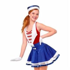 Red, white and blue sequin skirted sailor leotard and hat