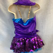 Metallic purple and turquoise leotard, vest top and tutu skirt