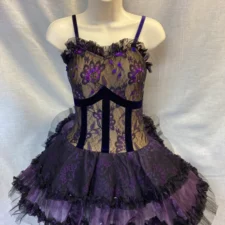 Purple and black lace tutu with velvet trim