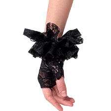 Black lace glove with ruffle