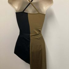 Coffee and black lycra leotard with angled skirt