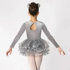 Grey velvet and sequin skirted leotard with elephant ears (not mouse as shown)