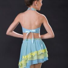 Pale yellow and stone blue crop top and ruffle skirt
