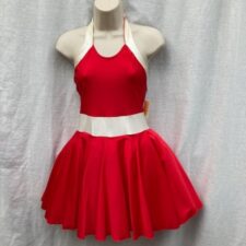 Red and white lycra dress over white tutu