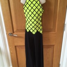 Neon yellow and black all-in-one with cross hatch design - Bespoke Measurement Costumes