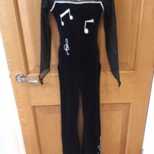 Black velvet and mesh all-in-one with music notes - Bespoke Measurement Costumes