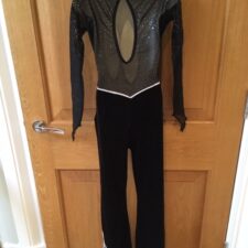 Black velvet and mesh all-in-one with music notes - Bespoke Measurement Costumes