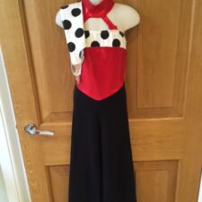 Red, black and white spotty all-in-one with gloves - Bespoke Measurement Costumes