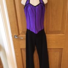 Purple sparkle and black halter neck all-in-one - Bespoke Measurement Costumes