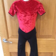 Red velvet and black short sleeve all-in-one - Bespoke Measurement Costumes