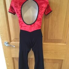 Red velvet and black short sleeve all-in-one - Bespoke Measurement Costumes