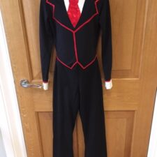 Black, red and white tuxedo style all-in-one with tie - Bespoke Measurement Costumes