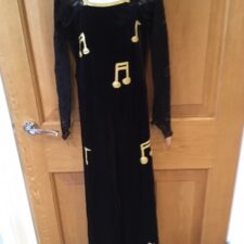 Black and gold velvet all-in-one with music notes - Bespoke Measurement Costumes