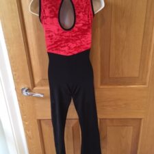 Red velvet and black all-in-one - Bespoke Measurement Costumes
