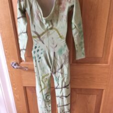 Green lycra catsuit with painted design - Bespoke Measurement Costumes