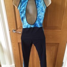 Shades of blue waistcoat style catsuit with wrist cuffs - Bespoke Measurement Costumes