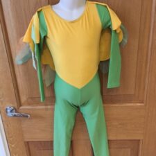 Lime green and yellow catsuit with bird feathers - Bespoke Measurement Costumes