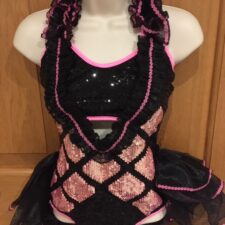 Black and pink sparkle leotard with bustle