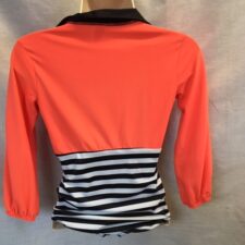 Orange, black and white stripe leotard