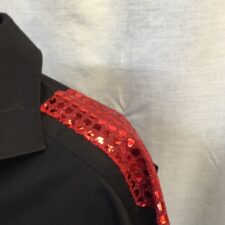 Black shirt with red sequin shoulders