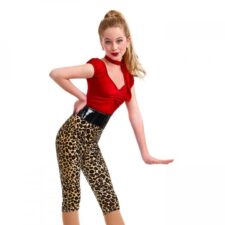 Red and leopard print cropped catsuit