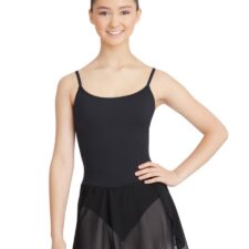 Black camisole leotard with attached lace skirt (not chiffon as shown)