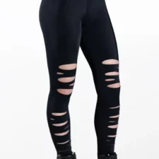Black lycra ripped design leggings