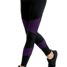 Purple and black fishnet leggings