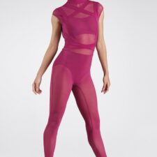 Mulberry catsuit with mesh detailing