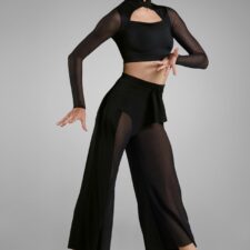 Black 2 piece with crop top and culotte trousers