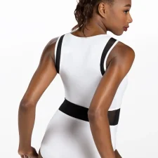 Black and white leotard with zip up front