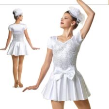 White and silver skirted leotard