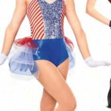 Red, white and blue sparkle leotard with bustle