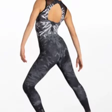 Grey, black and white tie dye catsuit