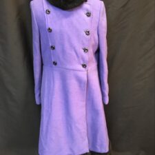 Purple wool coat with black fur collar