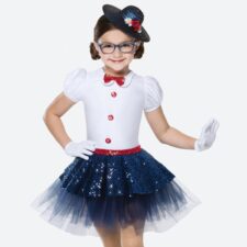 'Mary Poppins' inspired blue and white tutu dress and hat