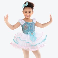 Aqua, pink and white skirted leotard (hairbow included)