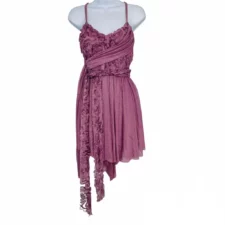French Mauve skirted biketard with sparkling chiffon and floral design