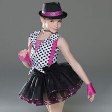 Black, white and pink spotty skirted leotard (hat not included)