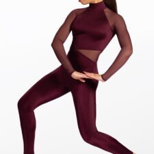 Black cherry catsuit with mesh detail