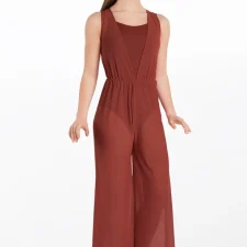Paprika leotard jumpsuit with chiffon culotte trousers