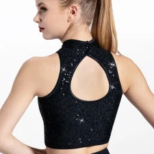 Sequin high neck crop top