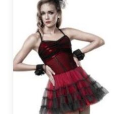 Red and black bustier skirted leotard (Steampunk)