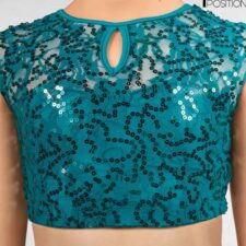 Teal lace cop top and matching chiffon skirt