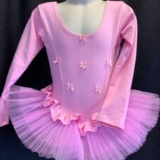 Pink tutu with cotton long sleeve bodice and small tutu skirt
