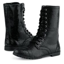 Black glitter high top boots